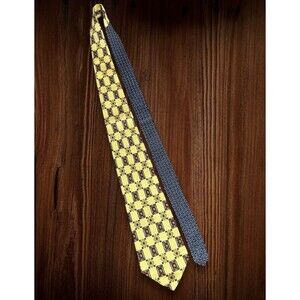 Tommy Hilfiger 100% Italian Silk Men’s Designer Neck Tie Yellow Crest Logo USA